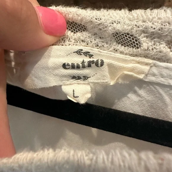 Entro Cream Embellished Ruffled Blouse 3/4 Sleeve - Picture 2 of 3